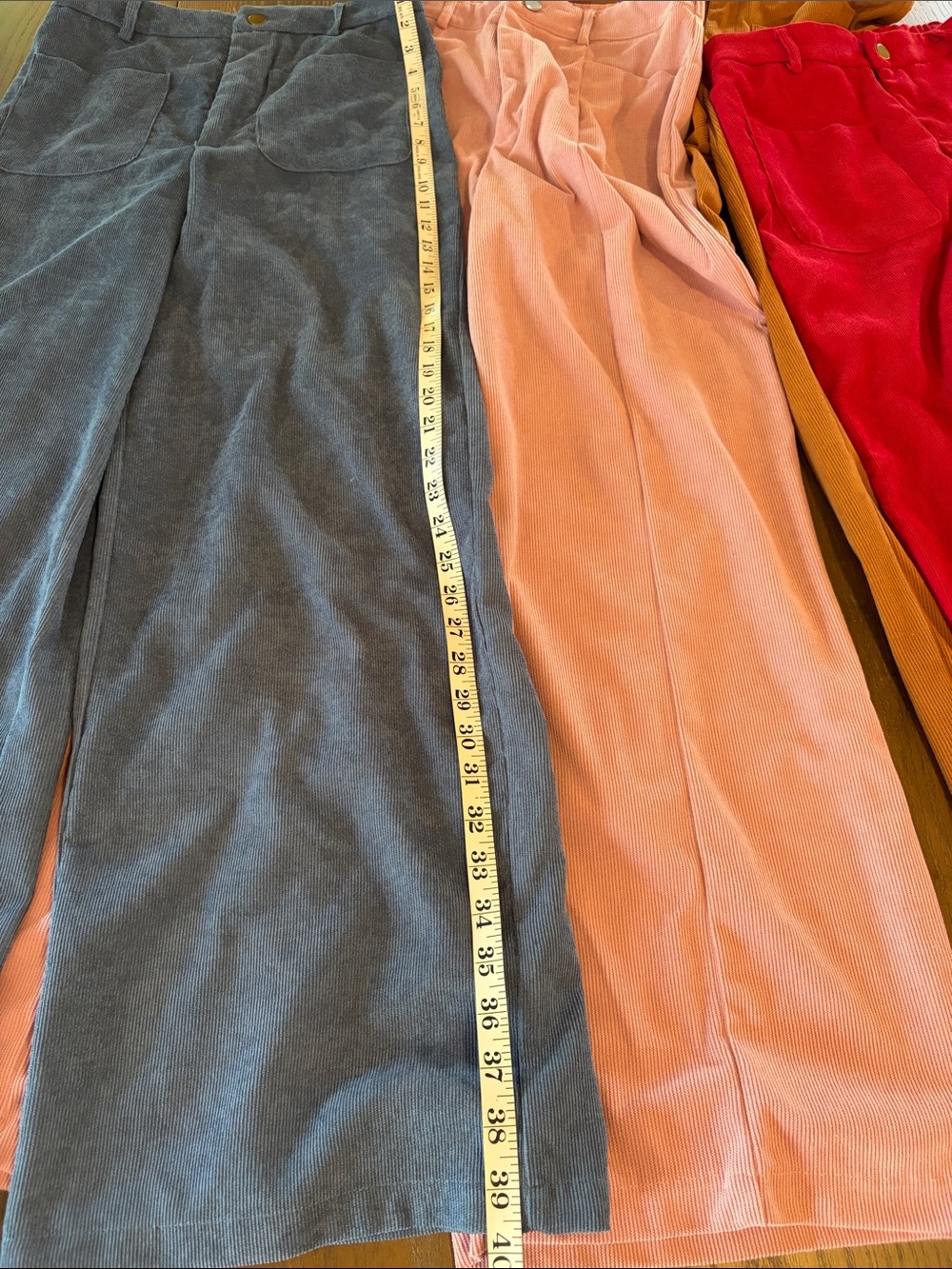 Women’s Corduroy Wide-Leg Pants - Pink, Red, Blue, Tan BUNDLE OF FOUR - Picture 4 of 12